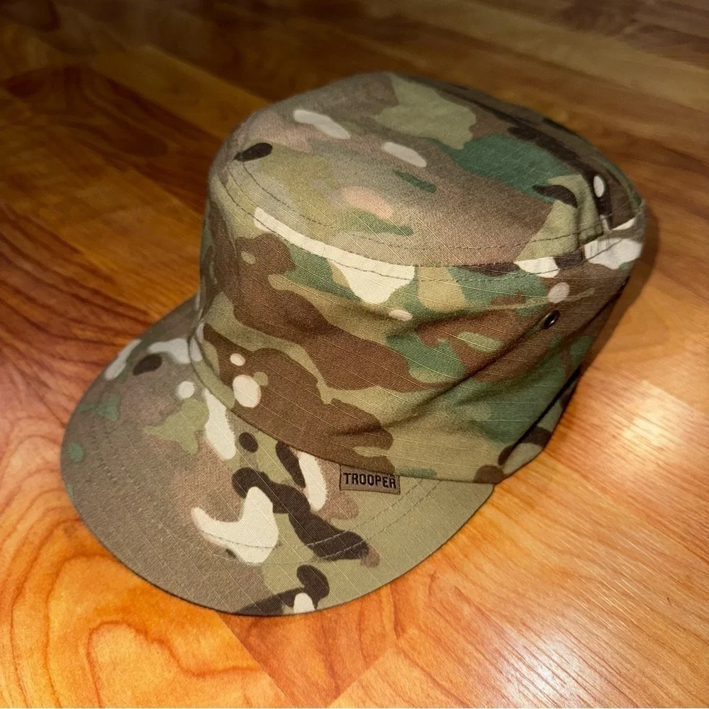 Military Camo Trooper Hat Cap Cotton Blend Childrens One Size Fits All Strapback